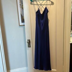 Blue silk slip dress